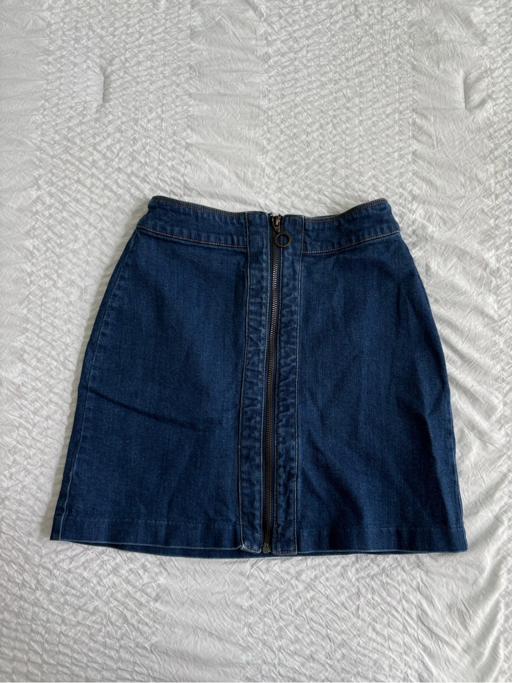 H&M Blue Denim Zip-Front Mini Skirt